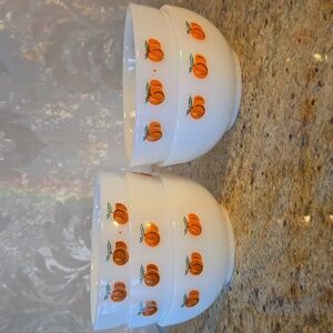 RARE Termocrisa Milk Glass Orange Patterned Bowls